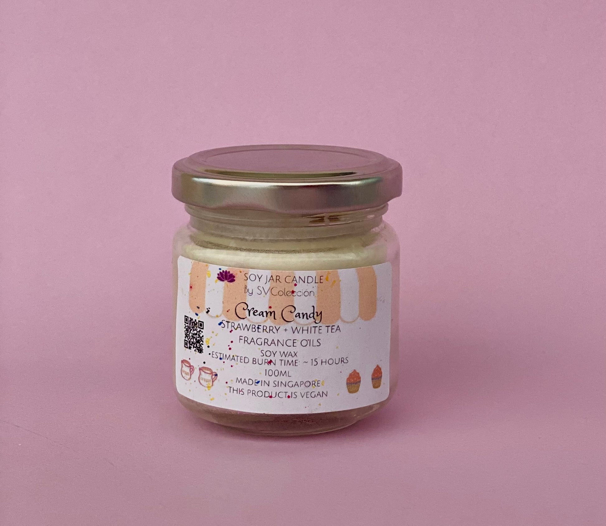 Cream candy soy jar candle by svcoleccion. Available in 100ml and 240ml